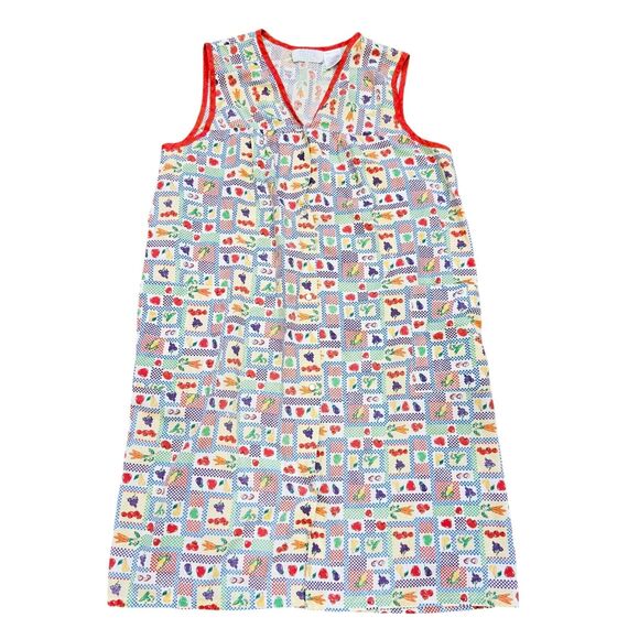 Vtg Ashley Taylor Fruit Print Nightgown Womens M Button Up Pockets Cottage Retro - Picture 1 of 8